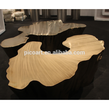 Plated golden coffee table metal decorations stainless steel outdoor funiture